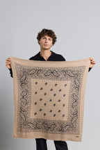 Gran Pañuelo Bandana Presley En Cachemira - Ecoland Beige & Negro - Mixto