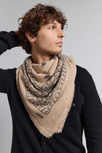 Gran Pañuelo Bandana Presley En Cachemira - Ecoland Beige & Negro - Mixto