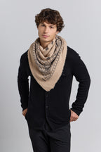 Gran Pañuelo Bandana Presley En Cachemira - Ecoland Beige & Negro - Mixto