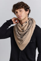 Gran Pañuelo Bandana Presley En Cachemira - Ecoland Beige & Negro - Mixto
