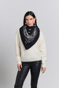 Large Presley Cashmere Bandana Scarf - Black & White - Unisex