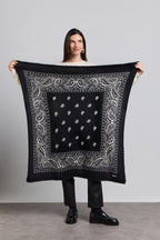 Large Presley Cashmere Bandana Scarf - Black & White - Unisex