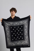 Large Presley Cashmere Bandana Scarf - Black & White - Unisex