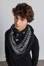 Large Presley Cashmere Bandana Scarf - Black & White - Unisex