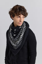 Large Presley Cashmere Bandana Scarf - Black & White - Unisex