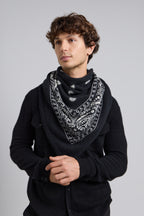 Large Presley Cashmere Bandana Scarf - Black & White - Unisex