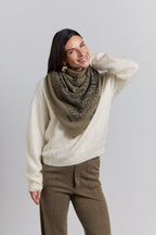 Grande Echarpe Bandana Presley En Cachemire - Vert Khaki & Noir
