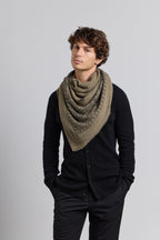 Grande Echarpe Bandana Presley En Cachemire - Vert Khaki & Noir