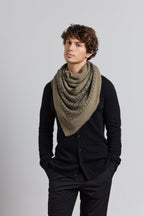 Grande Echarpe Bandana Presley En Cachemire - Vert Khaki & Noir