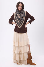 Bandana grande Grande Serre - Beige crema - Mujer
