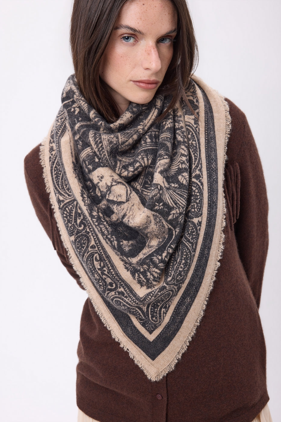 Bandana grande Grande Serre - Beige crema - Mujer