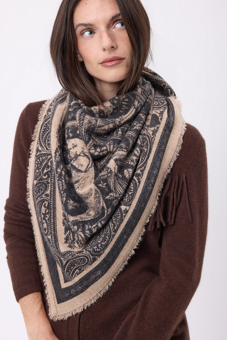 Bandana grande Grande Serre - Beige crema - Mujer