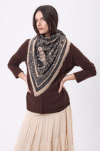 Bandana grande Grande Serre - Beige crema - Mujer