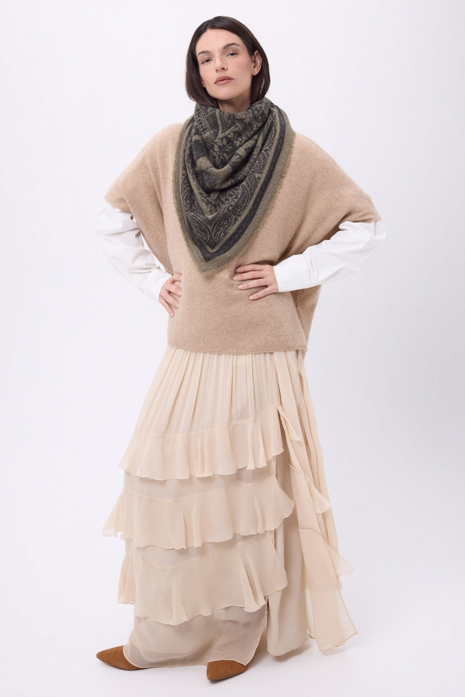 Grand Bandana Grande Serre - Khaki Chine - Femme