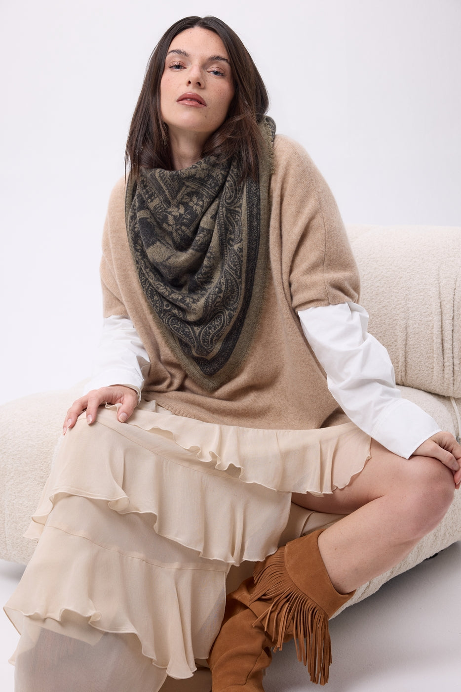 Grand Bandana Grande Serre - Khaki Chine - Femme