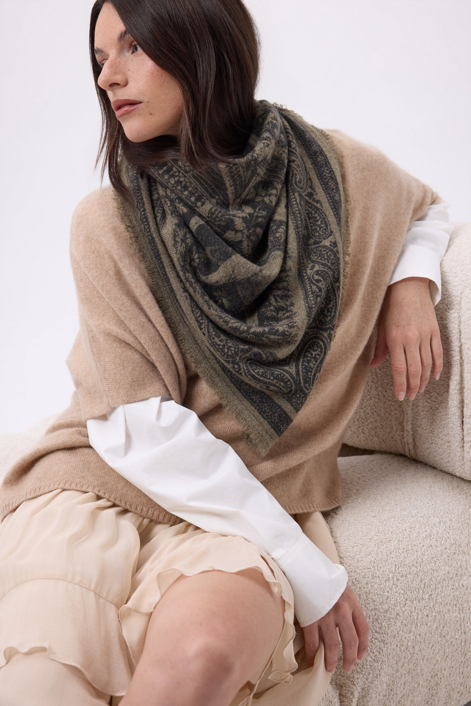 Grand Bandana Grande Serre - Khaki Chine - Femme