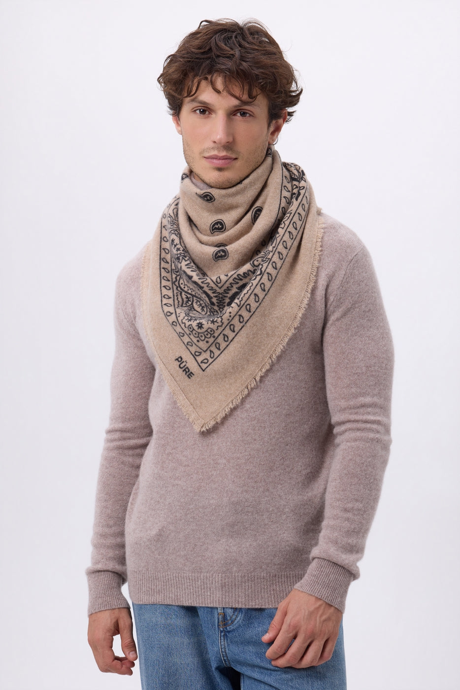 Grand Bandana Presley - Beige Noir - Homme