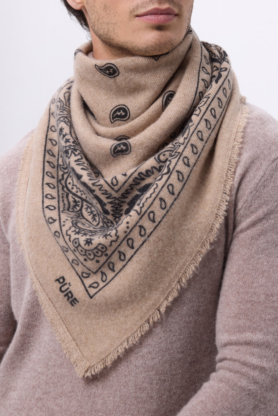 Grand Bandana Presley - Beige Noir - Homme