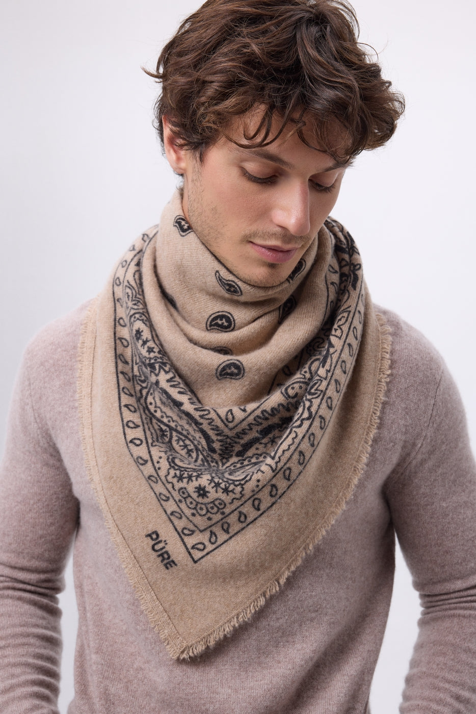 Grand Bandana Presley - Beige Noir - Homme