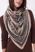Large Toile De Jouy Bandana - Cream Beige - Women