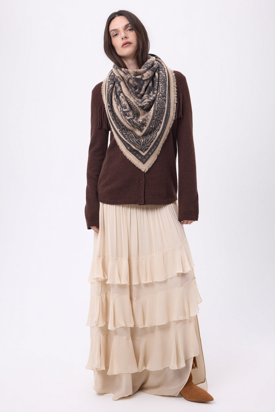 Large Toile De Jouy Bandana - Cream Beige - Women