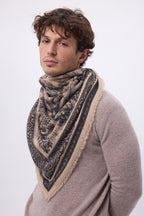 Large Toile De Jouy Bandana - Cream Beige - Men's