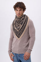 Large Toile De Jouy Bandana - Cream Beige - Men's