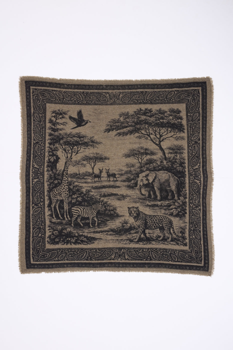 Grand Bandana Toile De Jouy - Khaki Chine - Homme