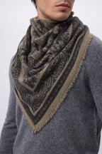 Grand Bandana Toile De Jouy - Khaki Chine - Homme