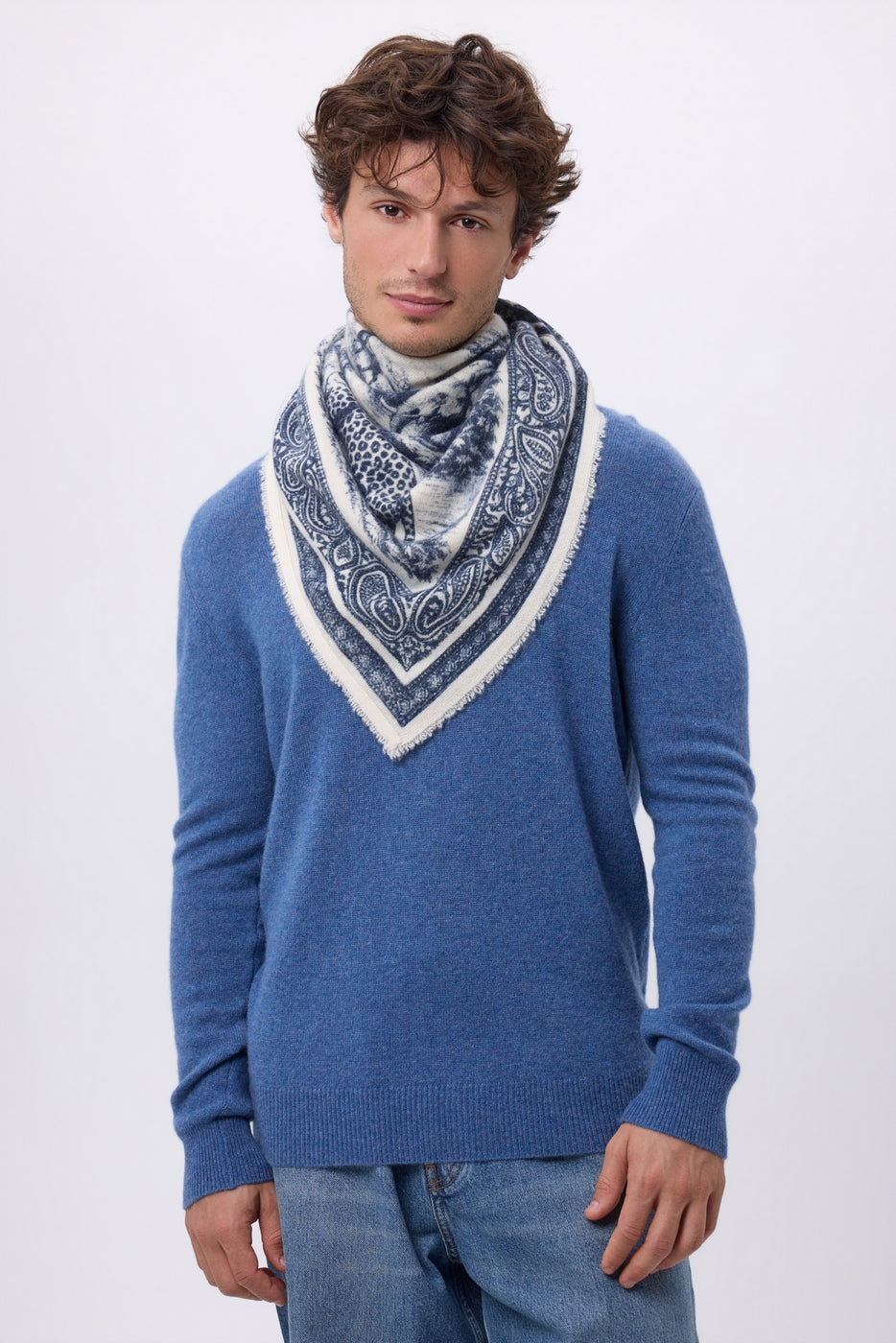 Grand Bandana Toile De Jouy - Bleu Marine - Homme