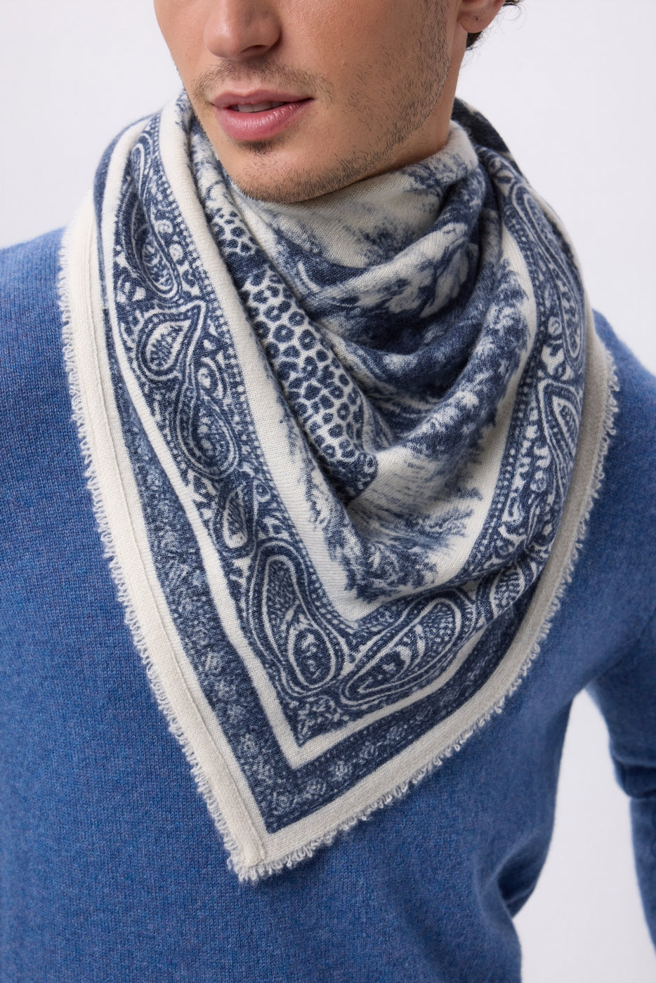 Grand Bandana Toile De Jouy - Bleu Marine - Homme