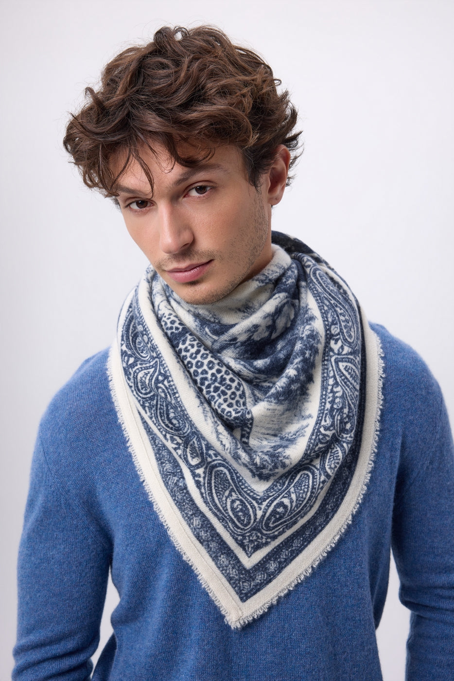 Grand Bandana Toile De Jouy - Bleu Marine - Homme