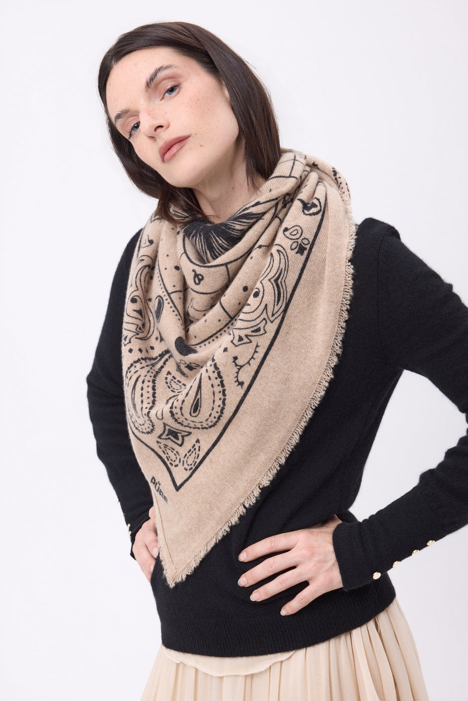 Bandana grande Zodiac - Beige crema - Mujer