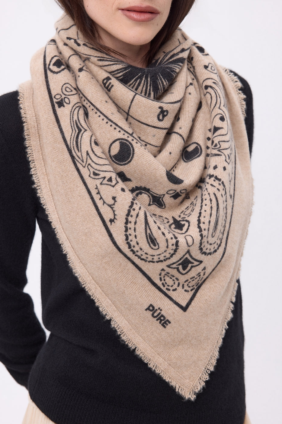 Bandana grande Zodiac - Beige crema - Mujer