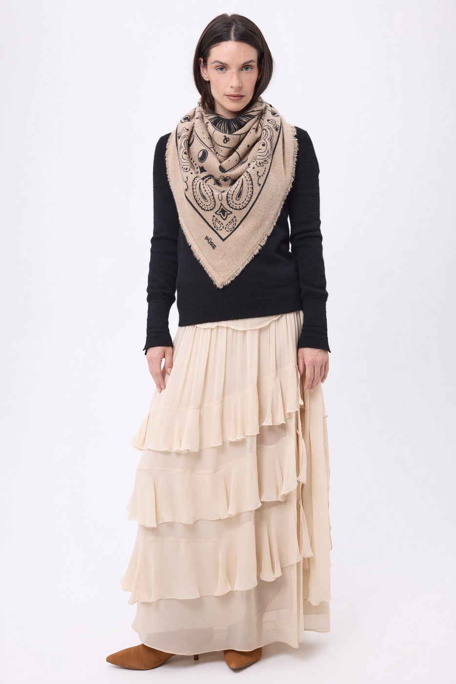 Bandana grande Zodiac - Beige crema - Mujer