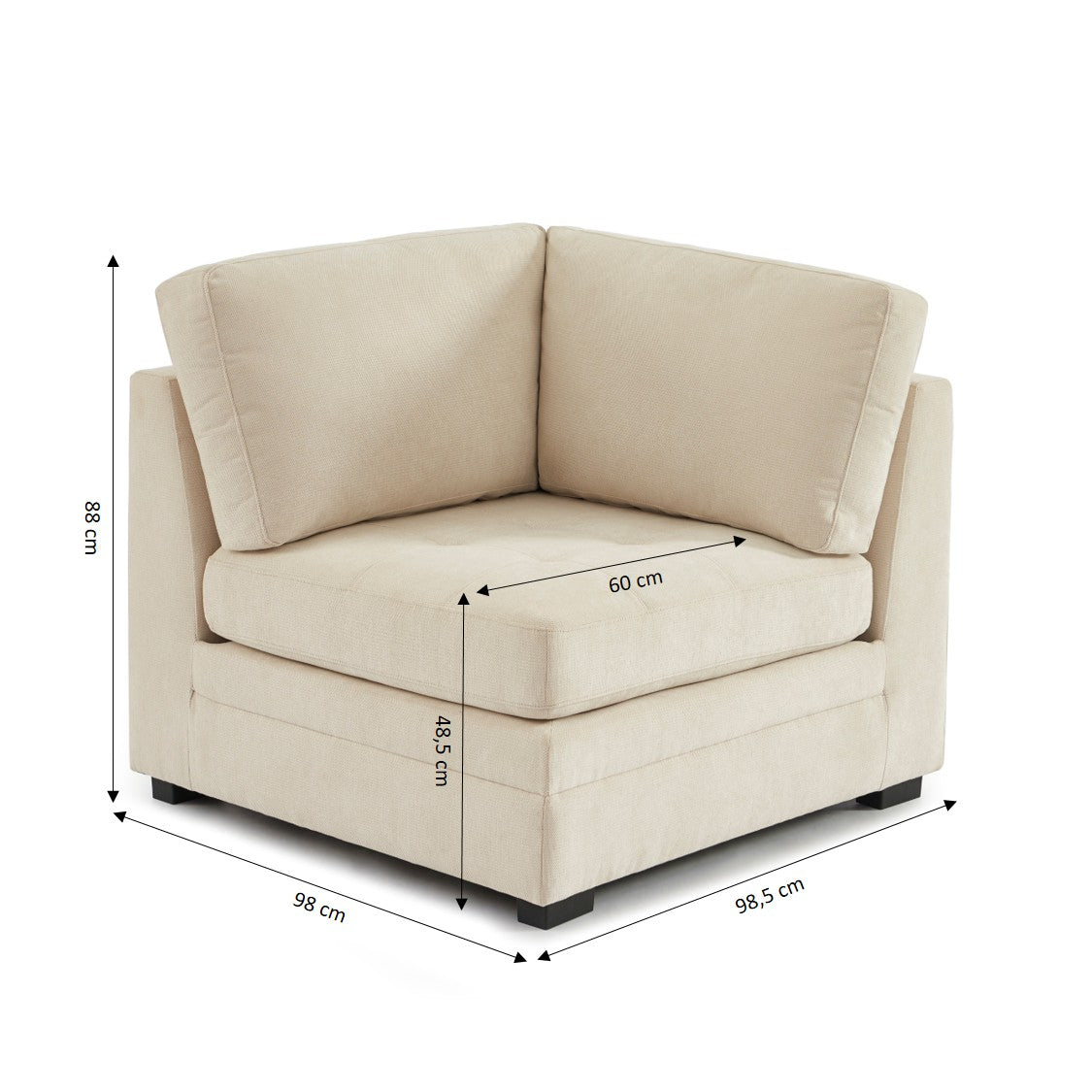 Billie - Sillón Rinconero - Tejido Chenilla - Beige