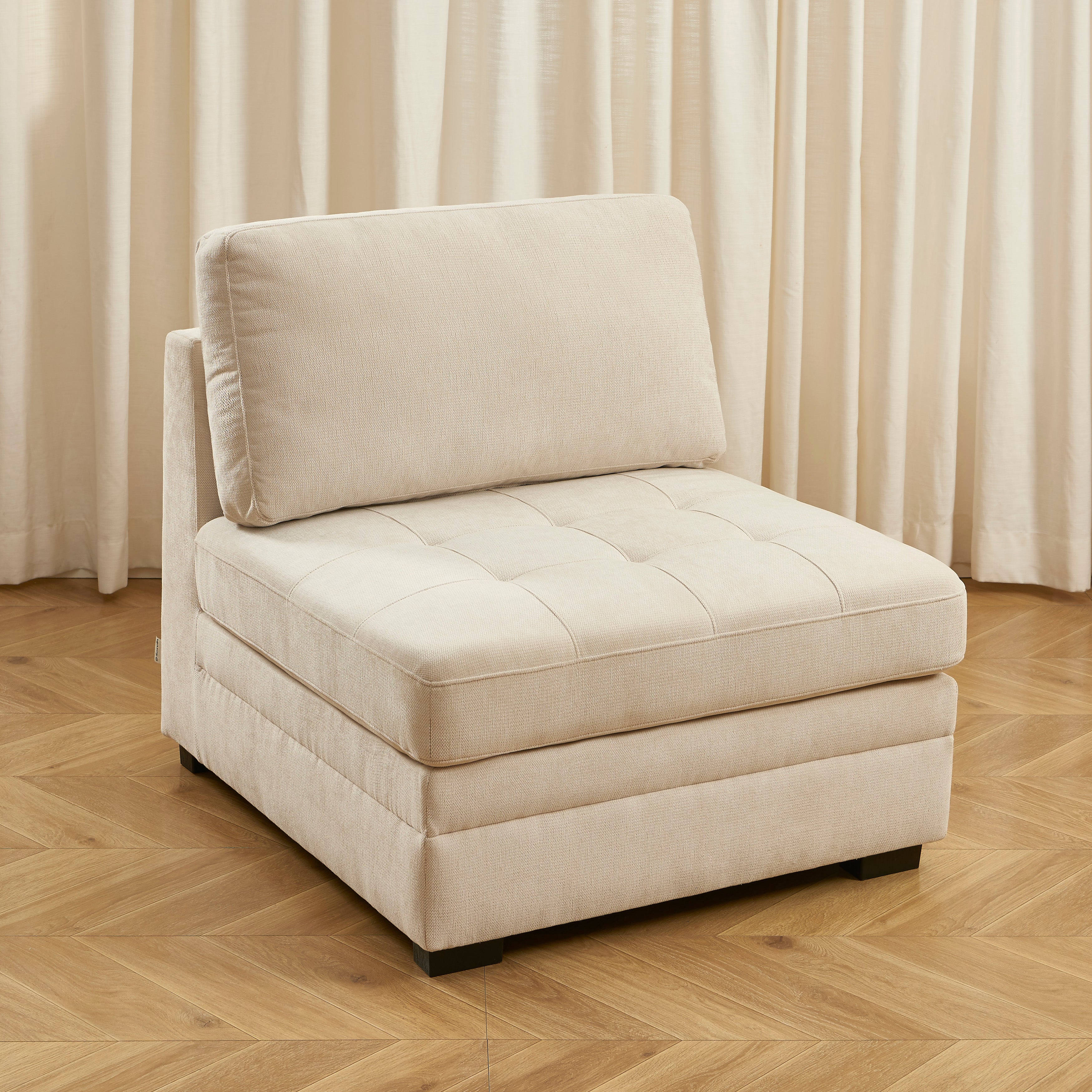 Billie - Butaca Modular 1 Plaza - Tejido Chenilla - Beige