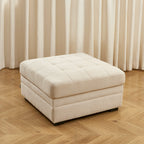 Billie - Footstool - Chenille Fabric - Beige