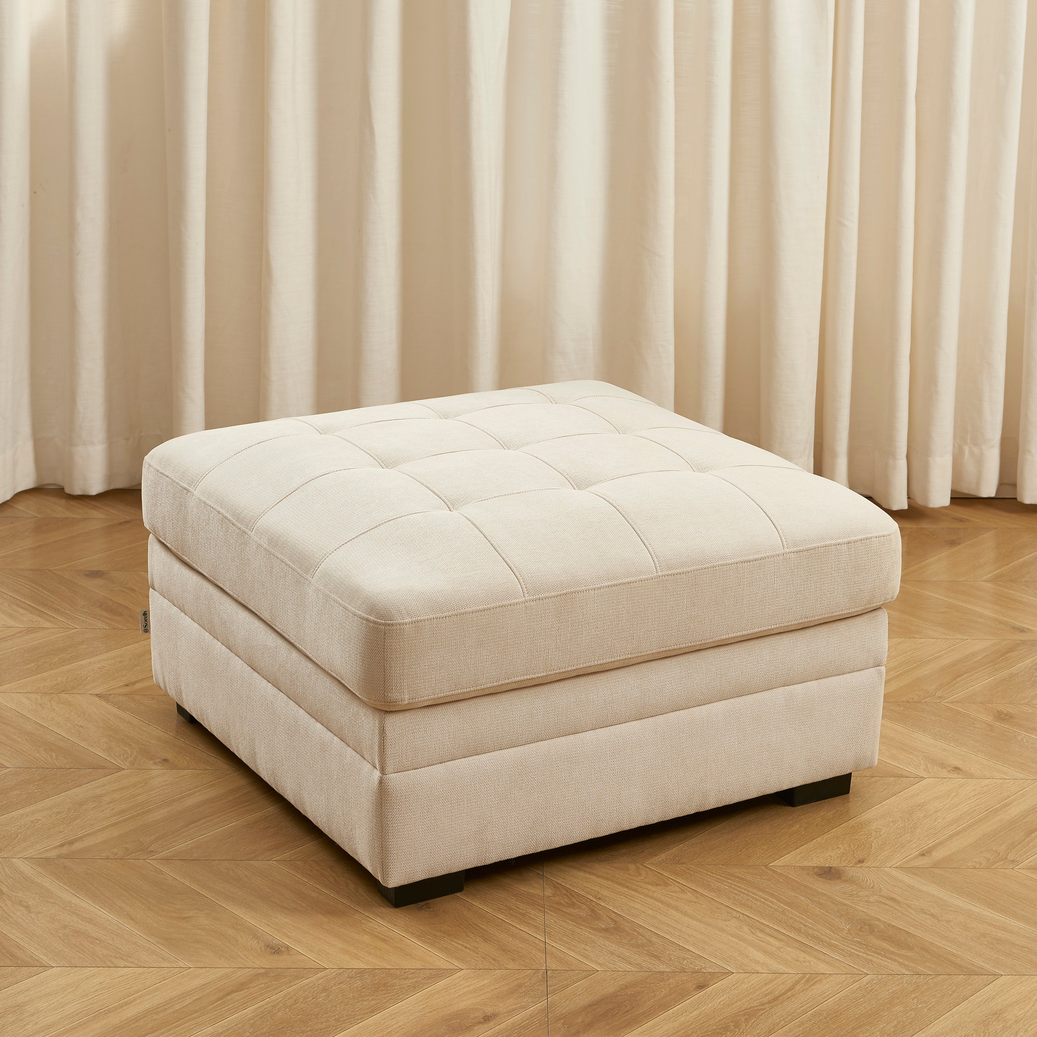 Billie - Footstool - Chenille Fabric - Beige