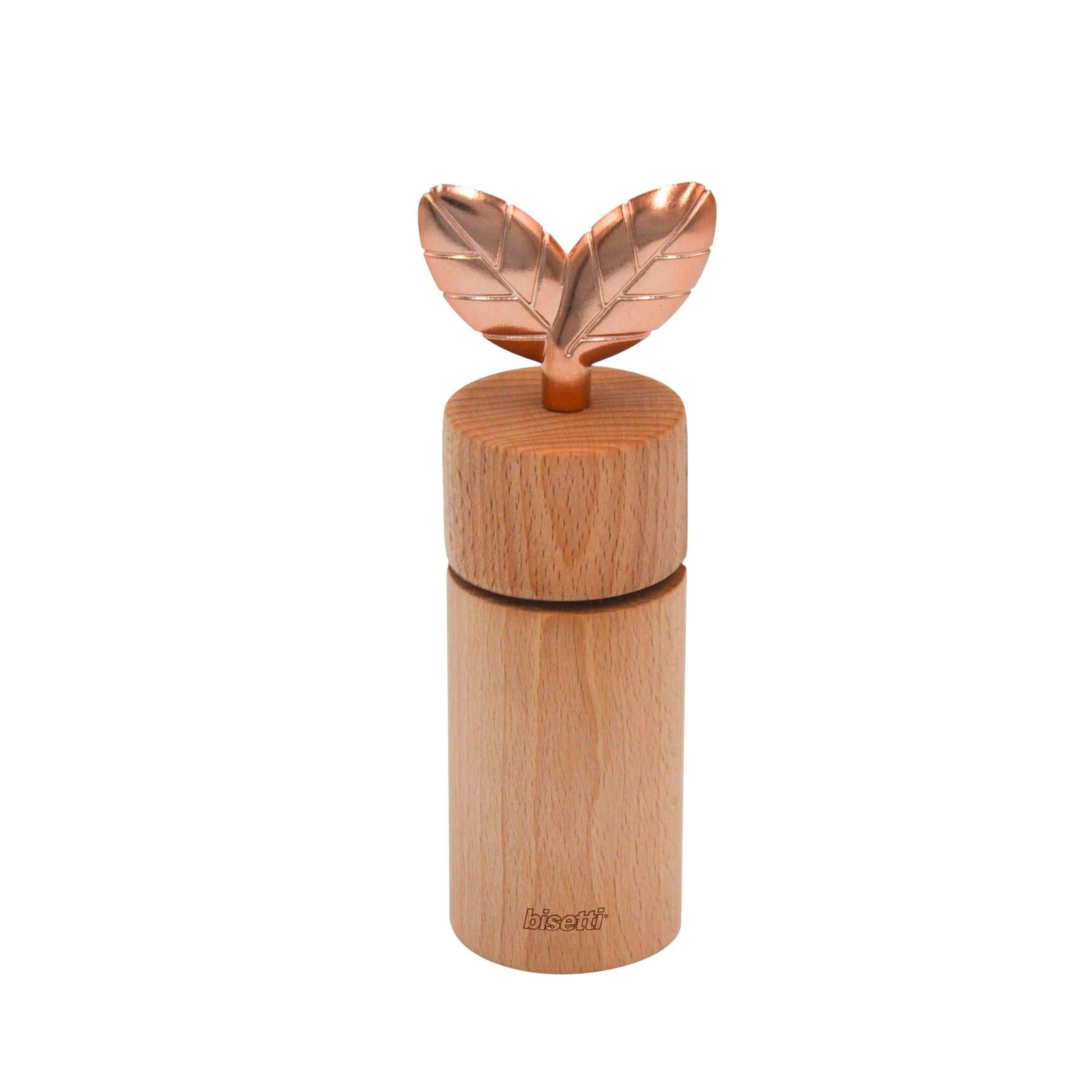 Moulin À Poivre/Sel « Printemps D’Or » En Hêtre Huilé Naturel Ø6Xh.19 Cm
