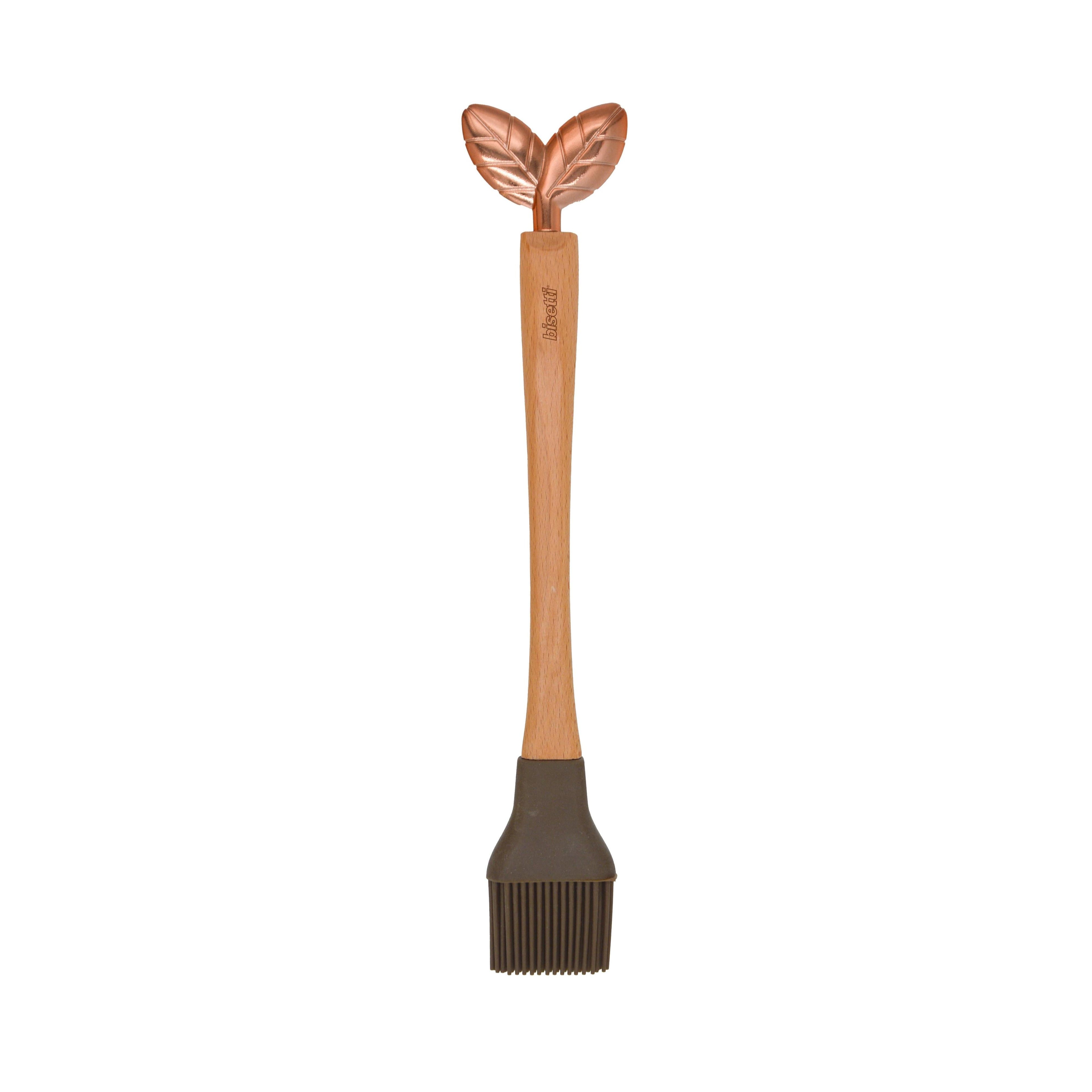 Pinceau En Silicone « Printemps D’Or » Avec Un Manche En Hêtre Naturel