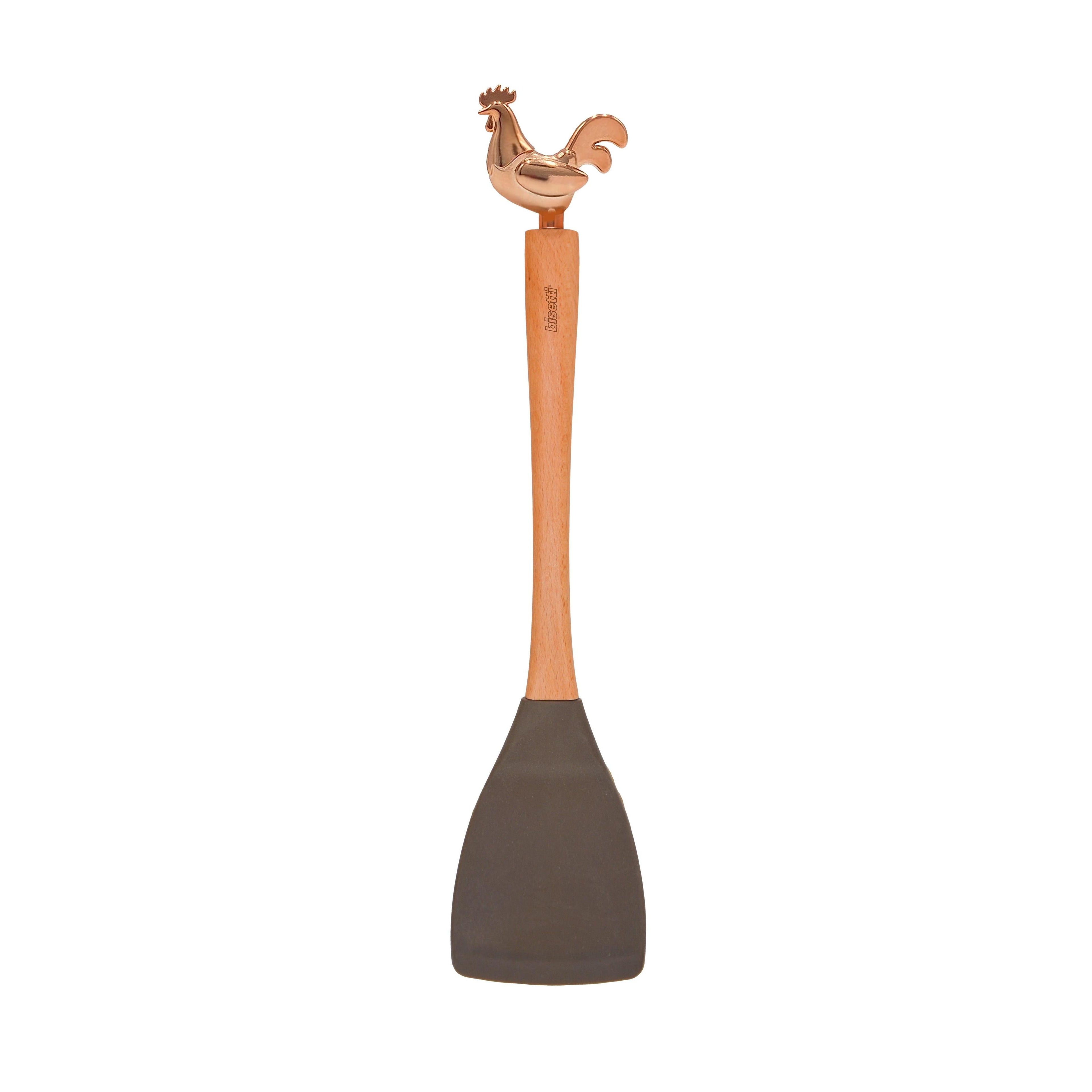 Spatule En Silicone « Cocorico » Avec Manche En Hêtre Naturel