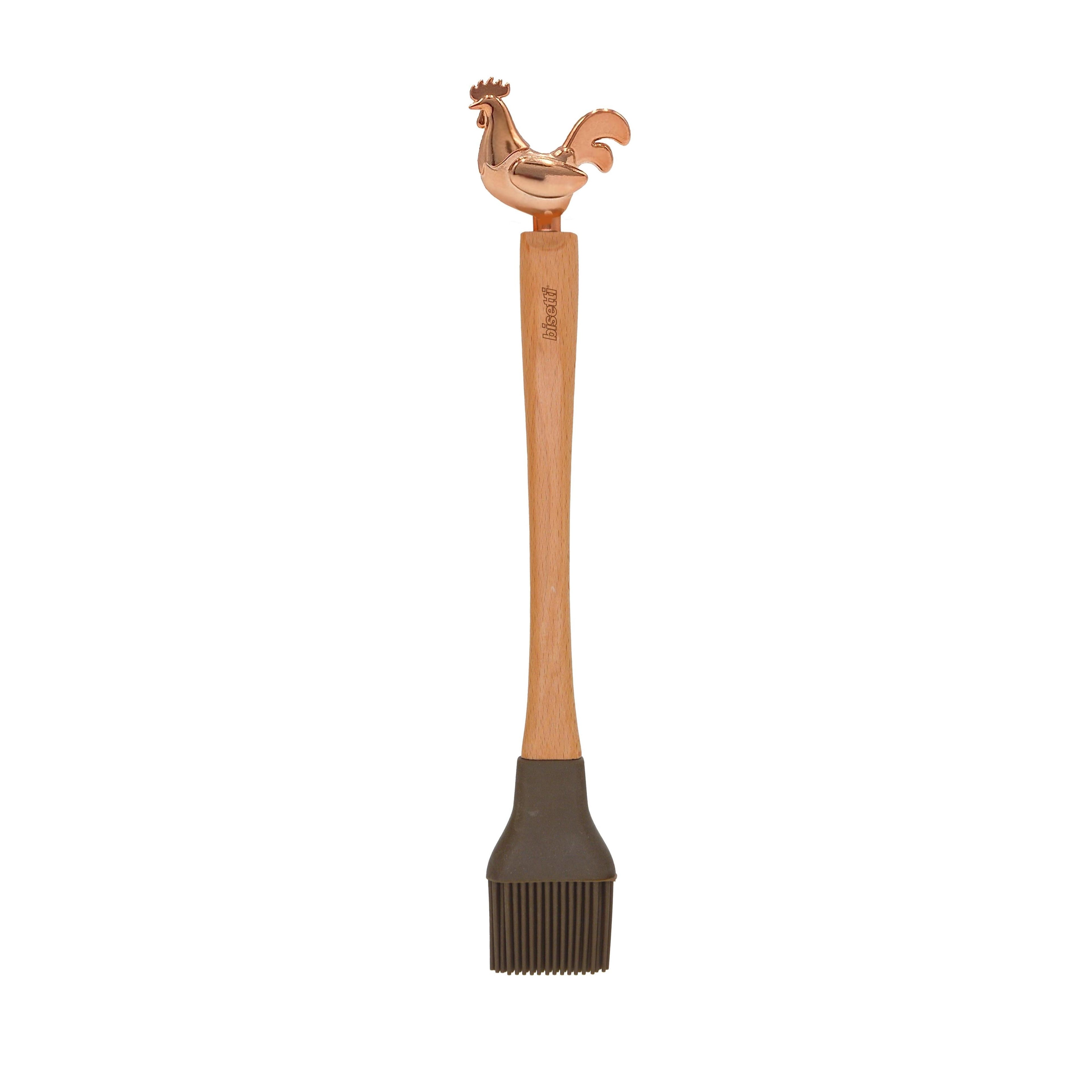 Cepillo de silicona « Cocorico » con mango de haya natural