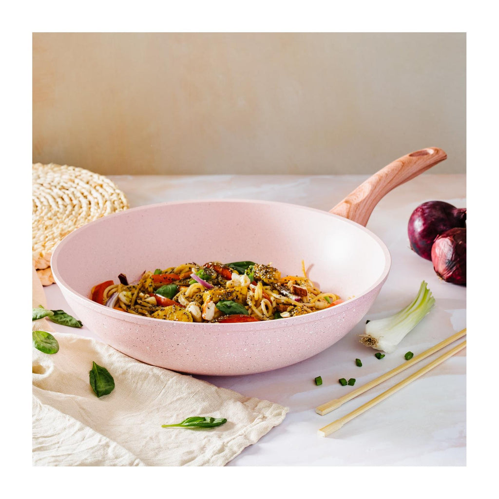 Plato wok/pasta - Stonerose - 28 cm con mango de madera