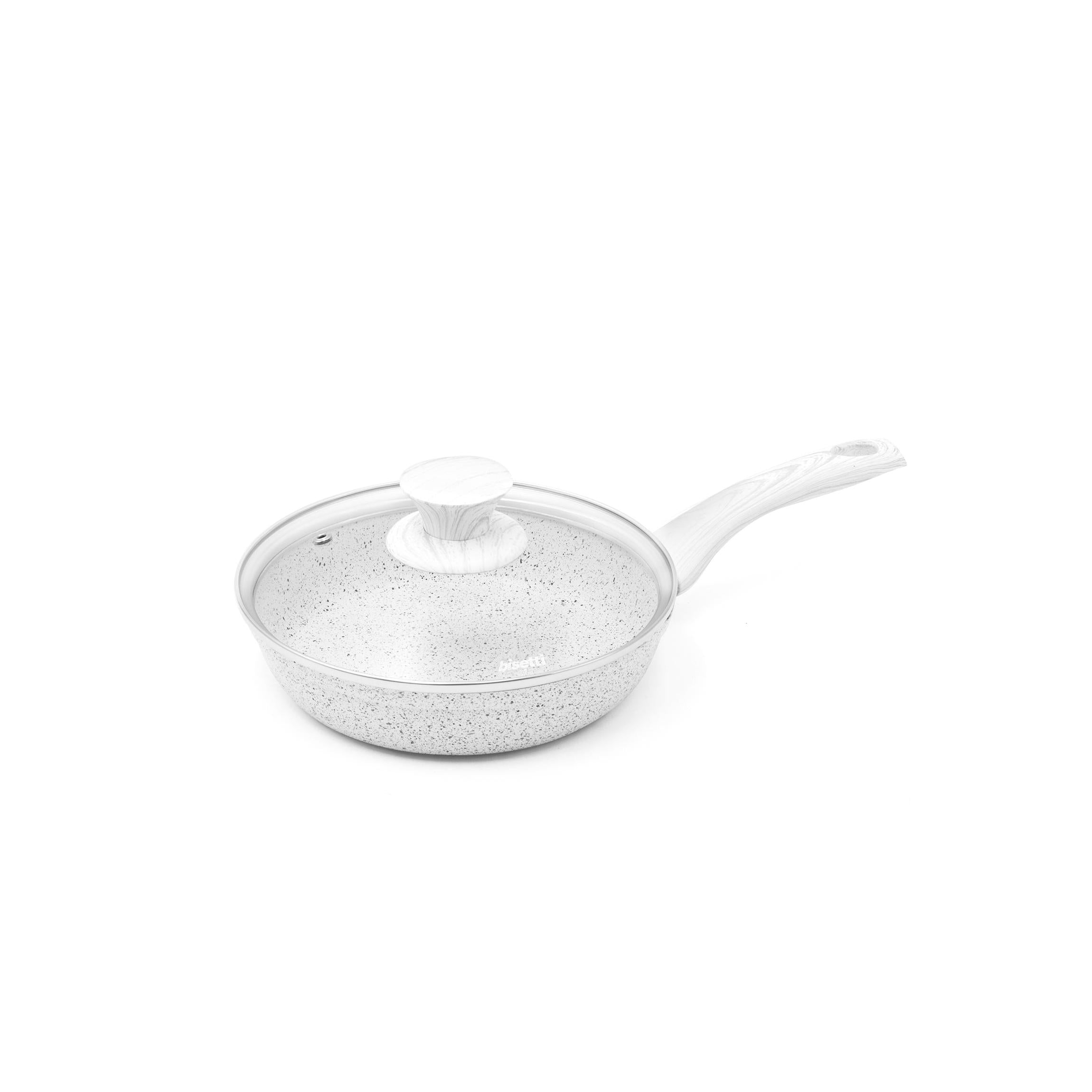 Sartén de 20 cm - Stonewhite con mango de madera natural