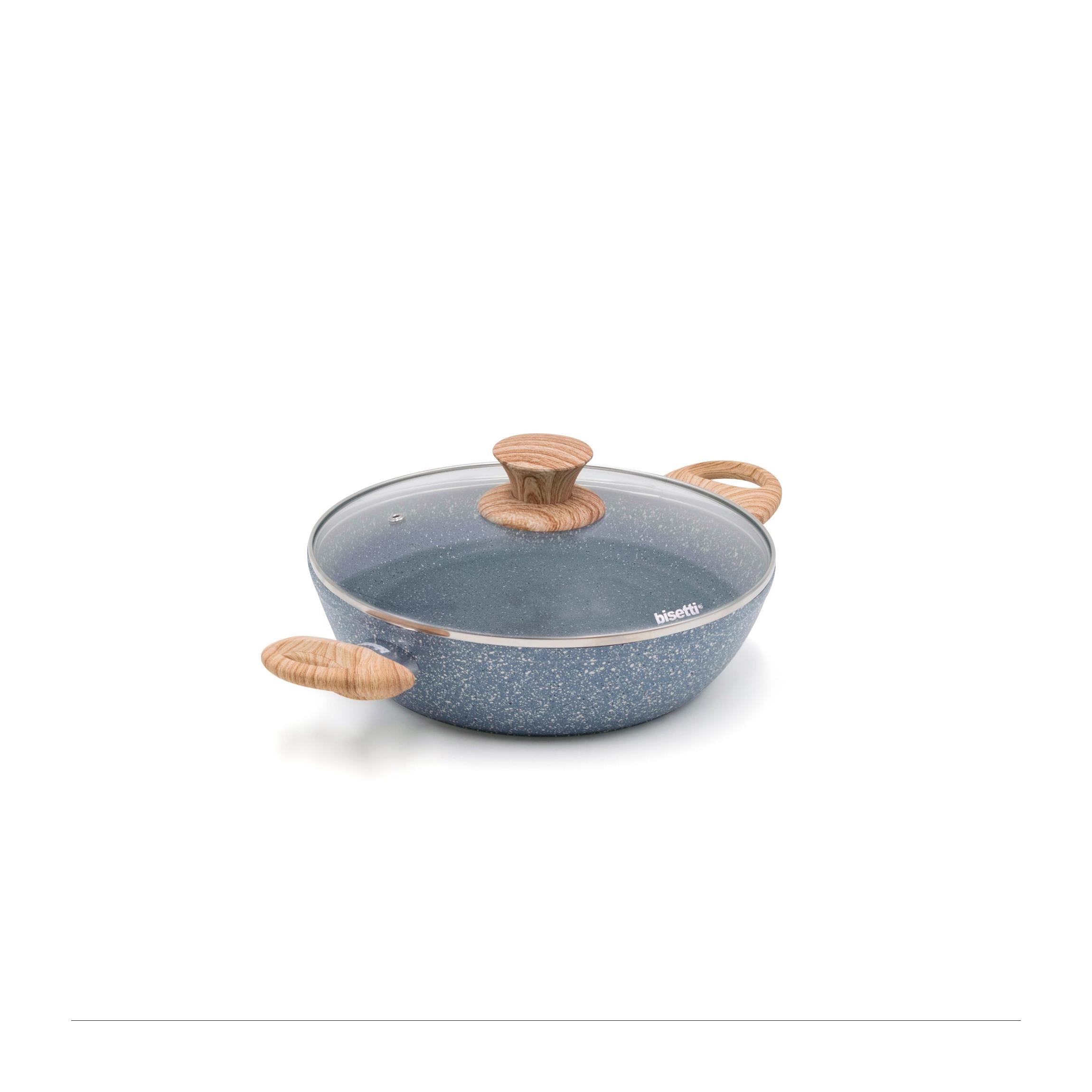 Casserole - 24 Cm - Pierre Gourmet - Avec Couvercle Et Poignée En Bois