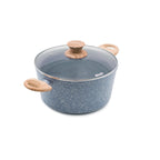 Casserole - 24 CM - Pierre Gourmet - Avec Poignée En Bois À Couvercle