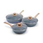 Ensemble De 6 Pièces - Poêles 20/24/28 CM Avec Couvercles - Pierre Gourmet