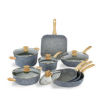 Batería de cocina de 13 piezas. «Pierre Gourmet» Mango de diseño de madera natural