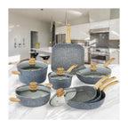 Batería de cocina de 13 piezas. «Pierre Gourmet» Mango de diseño de madera natural